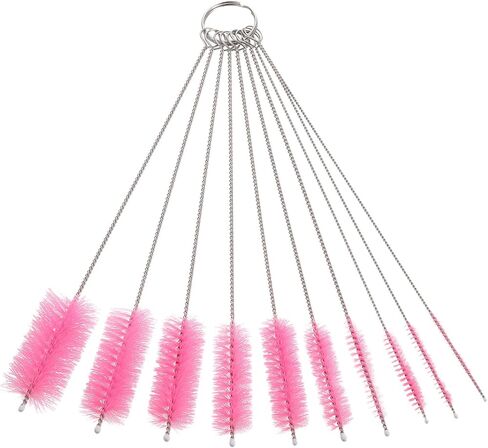 uxcell Straw Cleaner Brush Set, 8.3 Inch Nylon Tube Pipe Cleaners, Set of 10 Stainless Steel Long Straw Brush for Drinking Straw, Bottle, Tube, Cup, Black in Saudi Arabia