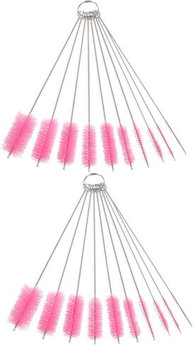 uxcell Straw Cleaner Brush Set, 8.3 Inch Nylon Tube Pipe Cleaners, Set of 10 Stainless Steel Long Straw Brush for Drinking Straw, Bottle, Tube, Cup, Black in Saudi Arabia