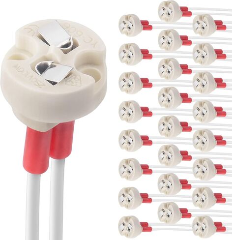 DiCUNO G4, GU5.3 Bi-Pin Ceramic Base Socket, MR16, MR11 Halogen Incandescent LED Bulb Holder Wire Connector (12pcs) in Saudi Arabia