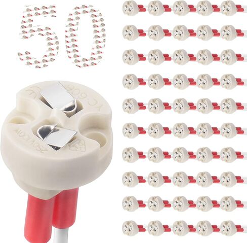 DiCUNO G4, GU5.3 Bi-Pin Ceramic Base Socket, MR16, MR11 Halogen Incandescent LED Bulb Holder Wire Connector (12pcs) in Saudi Arabia