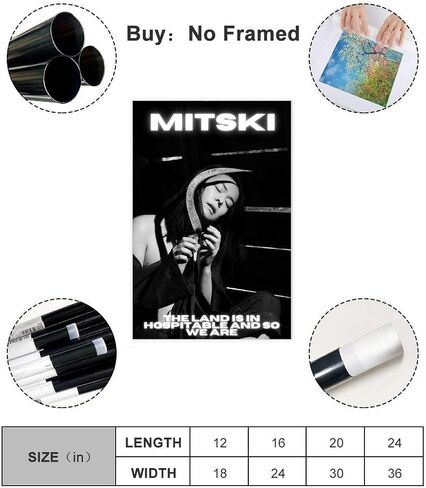 ملصق Guvsyao Singer Mitski ملصق قماشي لديكور غرفة النوم والمناظر الطبيعية وغرفة المكتب هدية على طراز Unframe-style12x18 بوصة (30x45 سم) in Saudi Arabia