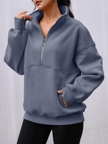 AUTOMET Women's Half Zip Oversized Sweatshirts Fleece Long Sleeve Hoodies Casual Sweaters with Pockerts in Saudi Arabia