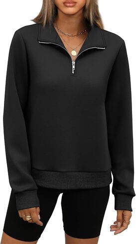 WIHOLL Women's Half Zip Sweatshirts Cropped Slim Fit Long Sleeve Pullover Soft Quarter Zipper Hoodies Fall Outfits 2024 in Saudi Arabia