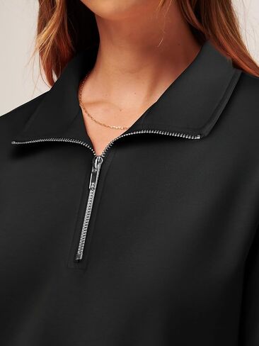 WIHOLL Women's Half Zip Sweatshirts Cropped Slim Fit Long Sleeve Pullover Soft Quarter Zipper Hoodies Fall Outfits 2024 in Saudi Arabia