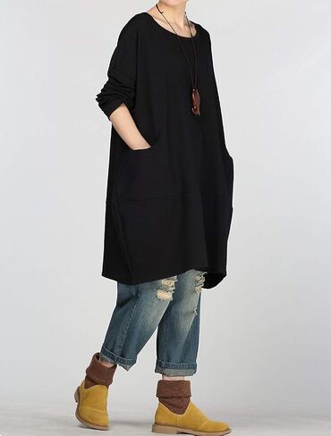 Minibee Women's Crewneck Oversized Sweatshirt Casual Loose Sweatshirts Long Sleeve Pullover Tunic Tops with Pocket in Saudi Arabia