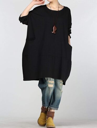 Minibee Women's Crewneck Oversized Sweatshirt Casual Loose Sweatshirts Long Sleeve Pullover Tunic Tops with Pocket in Saudi Arabia