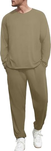 Lexiart Mens Tracksuits Set Athlete 2 Piece Outfits Long Sleeve Breathable Sweatsuits in Saudi Arabia