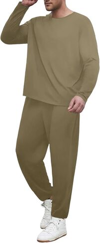 Lexiart Mens Tracksuits Set Athlete 2 Piece Outfits Long Sleeve Breathable Sweatsuits in Saudi Arabia