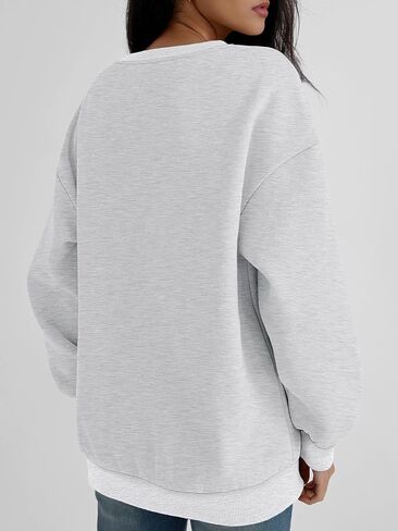 Trendy Queen Women's Oversized Color Block Fleeced Crewneck Sweatshirt in Kuwait