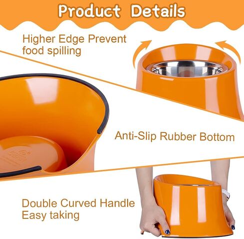 Super Design Elevated Dog Bowl Raised Dog Feeder for Food and Water, Non Spill Edges & Non Skid Sturdy Melamine Stand, Reduce Neck Stress, Less Regurgitating and Vomiting 1 Cup Orange in Kuwait