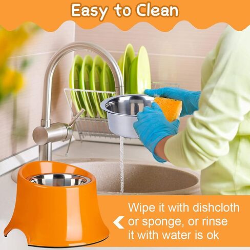 Super Design Elevated Dog Bowl Raised Dog Feeder for Food and Water, Non Spill Edges & Non Skid Sturdy Melamine Stand, Reduce Neck Stress, Less Regurgitating and Vomiting 1 Cup Orange in Kuwait