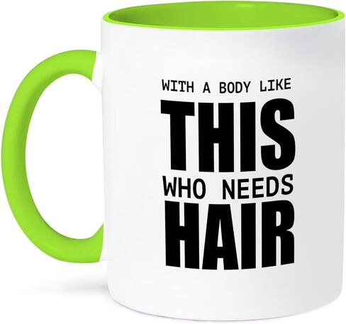 3dRose With A Body Like This Who Needs Hair Mug, 11 oz, Black in Kuwait