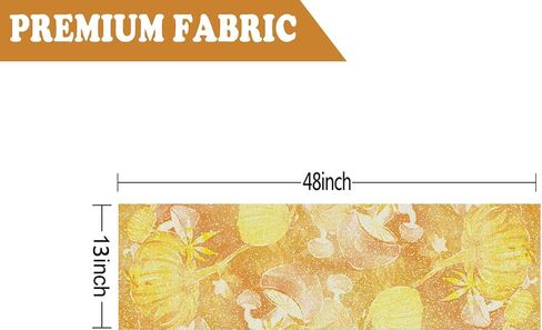 Fall Table Runner Yellow Pumpkin Mushroom Glitter Table Runners Autumn Farmhouse Kitchen Dining Table Decor Indoor Outdoor Party Supplies 13x72 Inch in Saudi Arabia