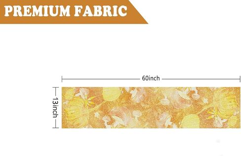 Fall Table Runner Yellow Pumpkin Mushroom Glitter Table Runners Autumn Farmhouse Kitchen Dining Table Decor Indoor Outdoor Party Supplies 13x72 Inch in Saudi Arabia