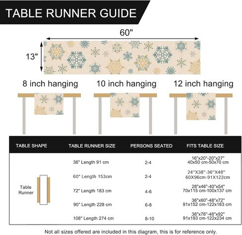 Seliem Winter Snowflakes Table Runner, Gold Blue Tabletop Scarf Home Kitchen Christmas Holiday Decor Sign, Seasonal Farmhouse Rustic Burlap Dining Decorations Party Supplies 13 x 72 Inch in Saudi Arabia