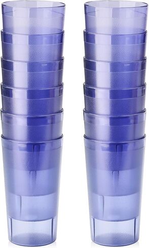 New Star Foodservice 46649 Tumbler Beverage Cup, Stackable Cups, Break-Resistant Commercial SAN Plastic, 8 oz, Clear, Set of 12 in Kuwait