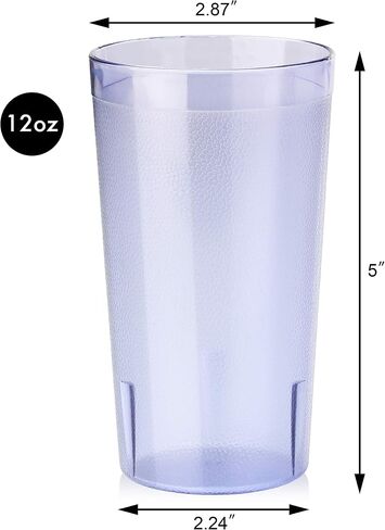 New Star Foodservice 46649 Tumbler Beverage Cup, Stackable Cups, Break-Resistant Commercial SAN Plastic, 8 oz, Clear, Set of 12 in Kuwait