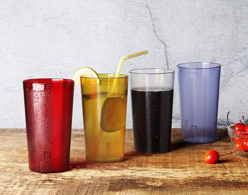 New Star Foodservice 46649 Tumbler Beverage Cup, Stackable Cups, Break-Resistant Commercial SAN Plastic, 8 oz, Clear, Set of 12 in Kuwait