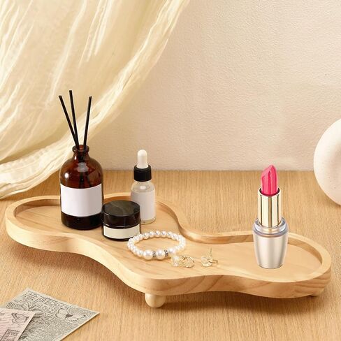 Uiifan Cloud Tray Wooden Decorative Tray Irregular Jewelry Tray Wooden Pedestal Stand Cloud Display Tray for Home Decoration (Brown) in Saudi Arabia