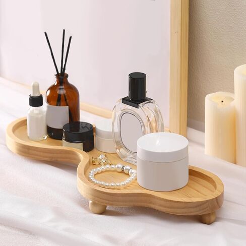 Uiifan Cloud Tray Wooden Decorative Tray Irregular Jewelry Tray Wooden Pedestal Stand Cloud Display Tray for Home Decoration (Brown) in Saudi Arabia