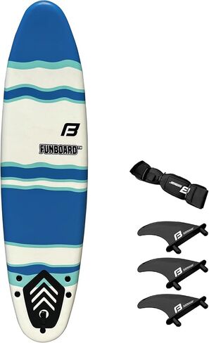 رغوة لوح ركوب الأمواج FLOWBOARD مقاس 6 بوصات و7 بوصات و8 بوصات - تتضمن (3) زعانف بطول 6 أقدام و(2) أوتار خشبية - للأطفال والكبار - للمبتدئين إلى المتوسطين - تأتي مع وسادة جر عالية الأداء in Kuwait