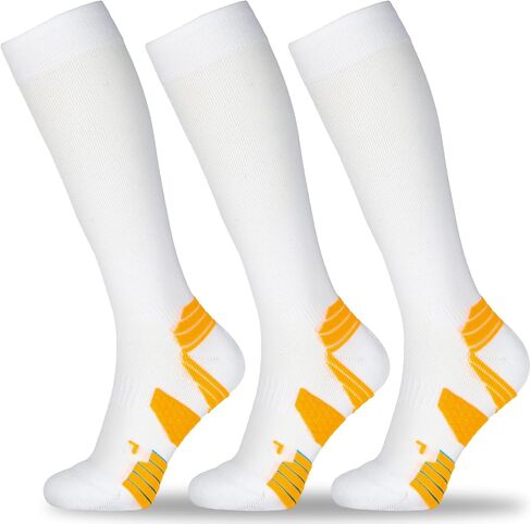 LIN PERFORMANCE 3 Pairs Light Compression Socks for Women and Men 8-15 mmHg Knee High Support Sock for Running Sport Athletic in Saudi Arabia