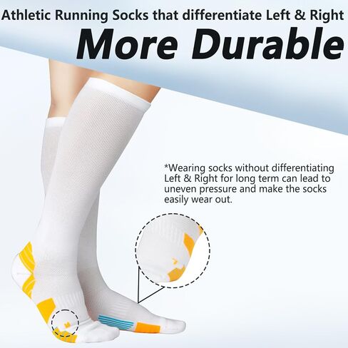LIN PERFORMANCE 3 Pairs Light Compression Socks for Women and Men 8-15 mmHg Knee High Support Sock for Running Sport Athletic in Saudi Arabia