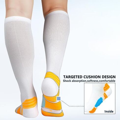 LIN PERFORMANCE 3 Pairs Light Compression Socks for Women and Men 8-15 mmHg Knee High Support Sock for Running Sport Athletic in Saudi Arabia