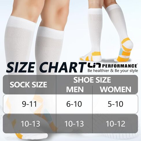 LIN PERFORMANCE 3 Pairs Light Compression Socks for Women and Men 8-15 mmHg Knee High Support Sock for Running Sport Athletic in Saudi Arabia