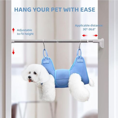 Dog Grooming Hammock with Tension Rods, Pet Grooming Hammock with Pet Nail Clipper & Nail Trimmers, Cat Hanger Sling for Trimming Clipping Nails, Pet Grooming Sling Helper for Dogs & Cats (S) in Kuwait