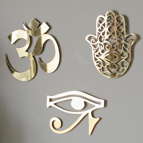 orenda design "5.9 inc Sacred Geometry Wall Art Gold 3 pcs (Flower of Life-Torus-Sri Yantra) Zen Home Decor Yoga Meditation Wall Art Spiritual Gift (Art1) in Saudi Arabia