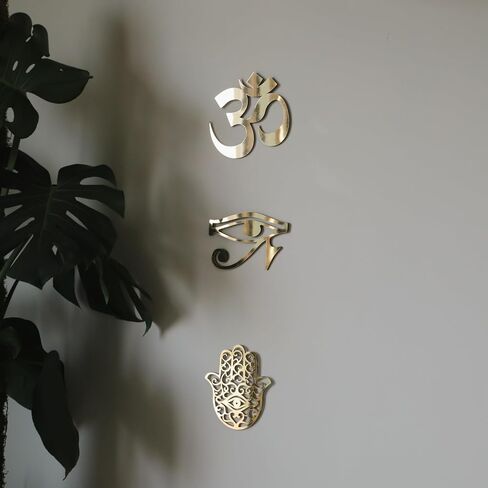 orenda design "5.9 inc Sacred Geometry Wall Art Gold 3 pcs (Flower of Life-Torus-Sri Yantra) Zen Home Decor Yoga Meditation Wall Art Spiritual Gift (Art1) in Saudi Arabia