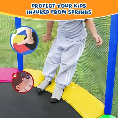 Trampoline Pad Replacement 10 12 13 14 15 FT Trampoline Replacement Safety Pad Trampoline Spring Cover Waterproof UV Resistant Tear Resistant Surround Spring Foam Cover Round Frame No Holes for Pole in Kuwait