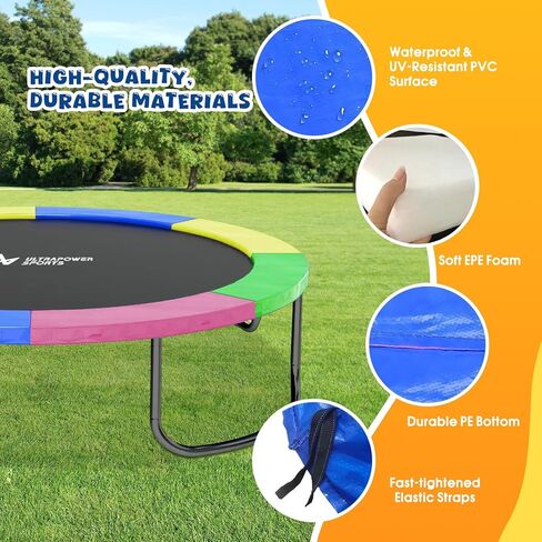 Trampoline Pad Replacement 10 12 13 14 15 FT Trampoline Replacement Safety Pad Trampoline Spring Cover Waterproof UV Resistant Tear Resistant Surround Spring Foam Cover Round Frame No Holes for Pole in Kuwait
