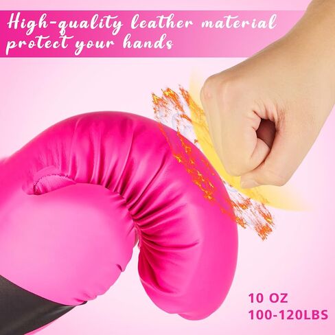 2 Pairs Breast Cancer Awareness Boxing Gloves Inspirational Kickboxing Glove Punching Heavy Bag Gloves for Women Gifts, Pink in Kuwait