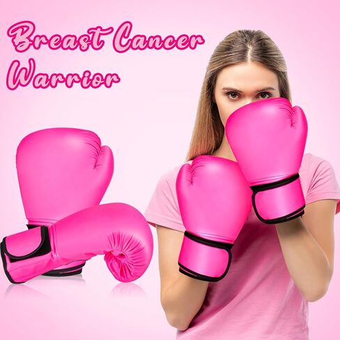 2 Pairs Breast Cancer Awareness Boxing Gloves Inspirational Kickboxing Glove Punching Heavy Bag Gloves for Women Gifts, Pink in Kuwait