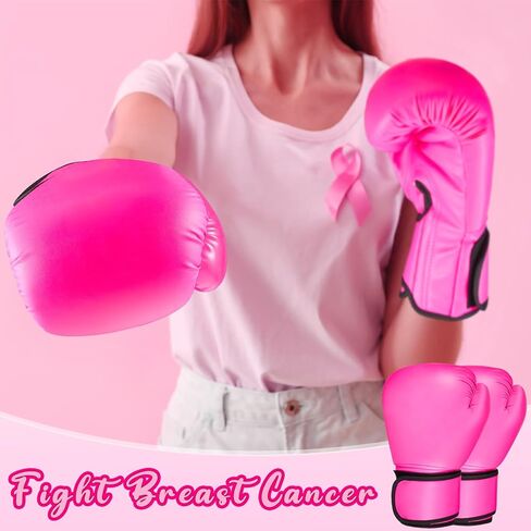 2 Pairs Breast Cancer Awareness Boxing Gloves Inspirational Kickboxing Glove Punching Heavy Bag Gloves for Women Gifts, Pink in Kuwait