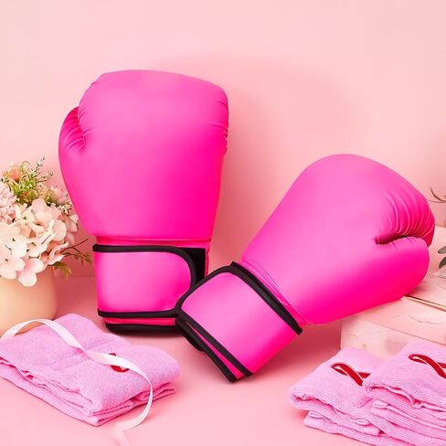 2 Pairs Breast Cancer Awareness Boxing Gloves Inspirational Kickboxing Glove Punching Heavy Bag Gloves for Women Gifts, Pink in Kuwait