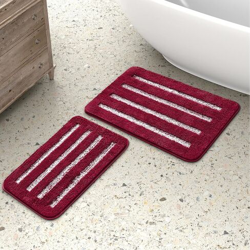 Urvoix Bathroom Rugs Set - 2 Piece Butter Chenille Bath Rugs with Non Slip Backing, Super Absorbent Thick Soft Plush Bath Mats for Bathroom, Tub, Shower (Sage, 20"x32" / 17"x24") in Saudi Arabia