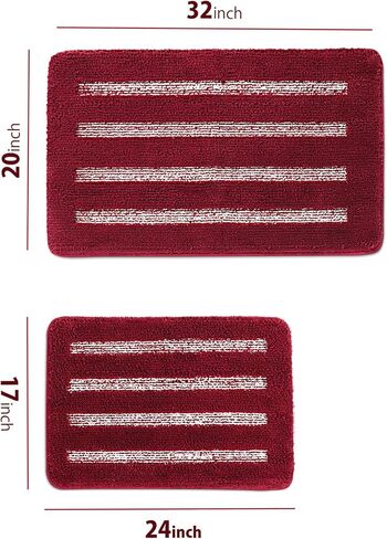 Urvoix Bathroom Rugs Set - 2 Piece Butter Chenille Bath Rugs with Non Slip Backing, Super Absorbent Thick Soft Plush Bath Mats for Bathroom, Tub, Shower (Sage, 20"x32" / 17"x24") in Saudi Arabia
