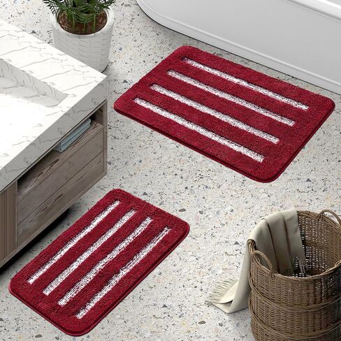 Urvoix Bathroom Rugs Set - 2 Piece Butter Chenille Bath Rugs with Non Slip Backing, Super Absorbent Thick Soft Plush Bath Mats for Bathroom, Tub, Shower (Sage, 20"x32" / 17"x24") in Saudi Arabia