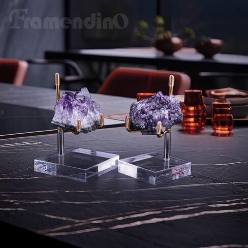 Framendino، 3 عبوات من الأكريليك الشفاف لحامل حامل العرض مع أذرع معدنية قابلة للتعديل للأحجار الكريمة والحفريات المعدنية وألواح العقيق والمقتنيات (3 مقاسات دائرية) in Saudi Arabia