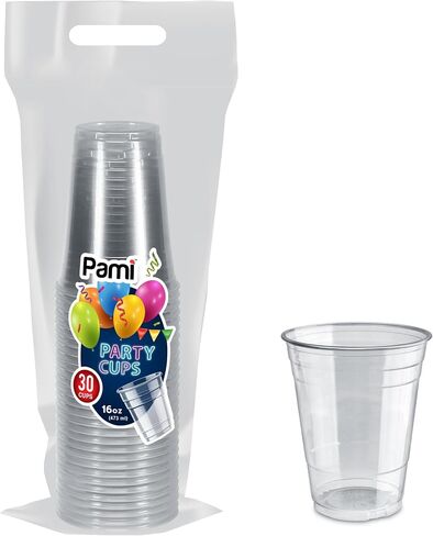 PAMI Blue Plastic Party Cups [Pack of 30]- 16oz Disposable Drinking Glasses- Colored Plastic Glasses For Iced Tea, Smoothies, Punch, Beer, Cocktails & Cold Drinks- Beerpong Cups in Saudi Arabia