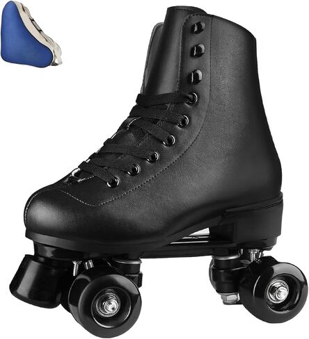 Outdoor Roller Skates for Women Girls Boys and Youth, Derby Quad Rollerskates with Light up Wheels, High-top Leather Suitable for Indoor Outdoor in Saudi Arabia