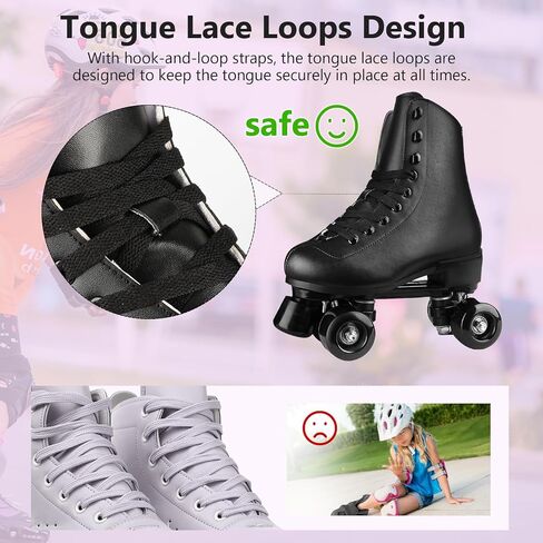 Outdoor Roller Skates for Women Girls Boys and Youth, Derby Quad Rollerskates with Light up Wheels, High-top Leather Suitable for Indoor Outdoor in Saudi Arabia