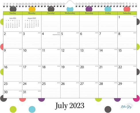 بلو سكاي 2023-2024 تقويم حائط شهري لمعلم العام الأكاديمي، 15 بوصة × 12 بوصة، سلكي، كتل مسطرة، نقاط (100340-A24) in Saudi Arabia