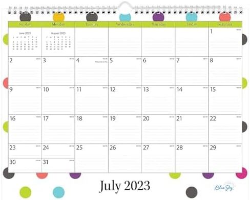 بلو سكاي 2023-2024 تقويم حائط شهري لمعلم العام الأكاديمي، 15 بوصة × 12 بوصة، سلكي، كتل مسطرة، نقاط (100340-A24) in Saudi Arabia