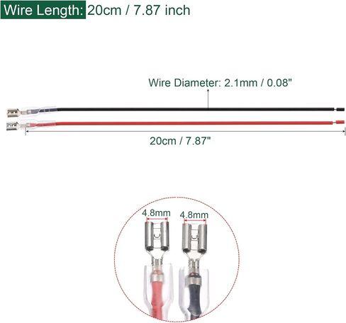 MECCANIXITY Female Spade Crimp Terminal 6.3mm with Insulating Sleeve 20cm 20 AWG Wire Red Black Assortment Kit for Lamp Switch, Set of 25 in Saudi Arabia