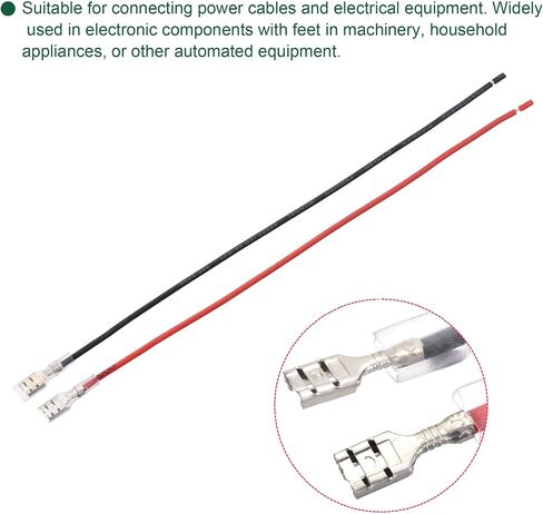 MECCANIXITY Female Spade Crimp Terminal 6.3mm with Insulating Sleeve 20cm 20 AWG Wire Red Black Assortment Kit for Lamp Switch, Set of 25 in Saudi Arabia