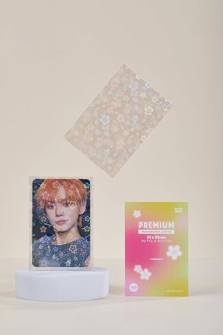 Sakura Flower Holographic Kpop Photocard Sleeves Card Protector PVC Free and Acid Free Shield Cover 100 Sleeves per Pack (57x88mm) in Kuwait